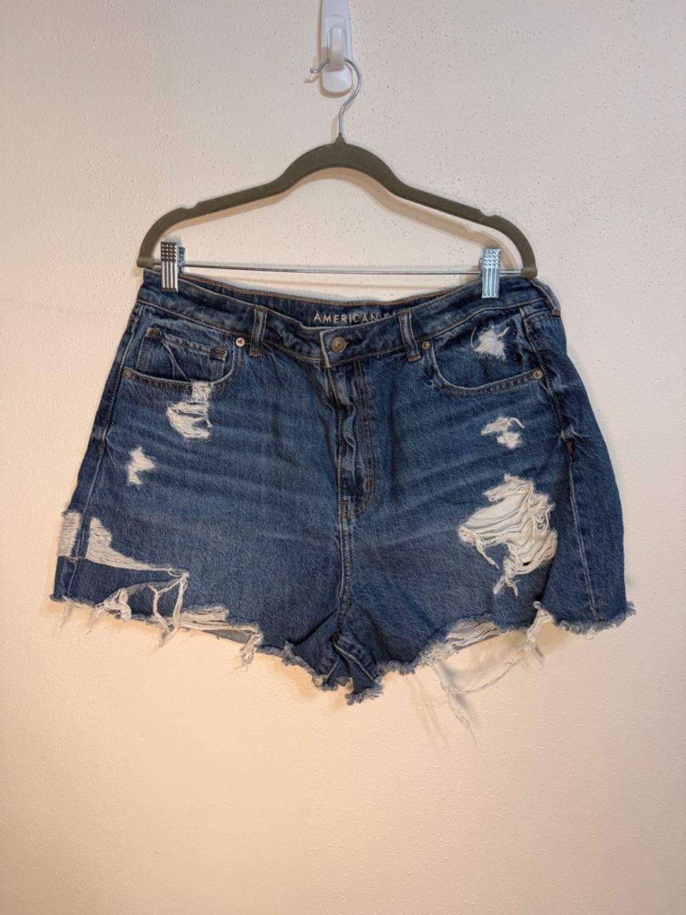 American Eagle Outfitters Ripped Dark Blue Denim Shorts